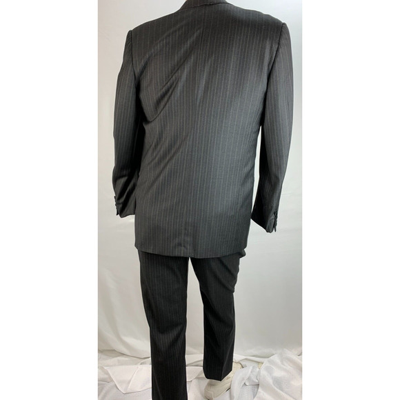 $15K MENS 40R ERMENEGILDO ZEGNA HAND MADE Pinstripe Charcoal BLACK TUXEDO SUIT - Picture 7 of 12